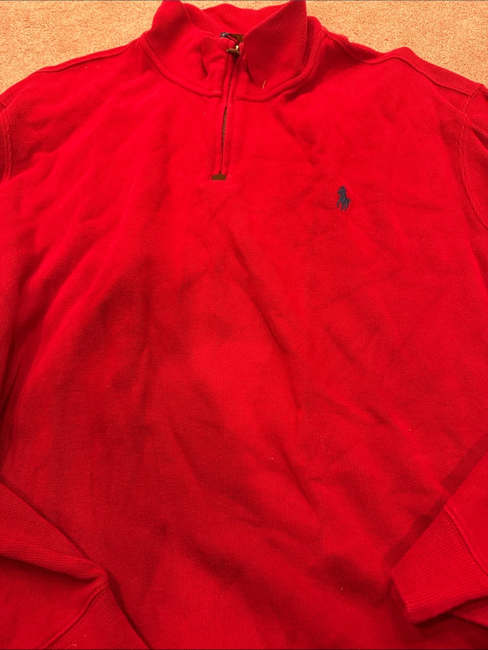 Polo by Ralph Lauren Red Quarter-Zip Knit Pullover XXXl mens cotton